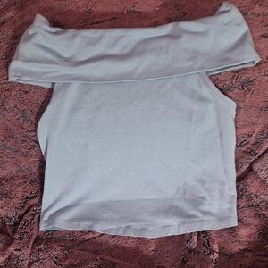 Aerie Medium Off-Shoulder Blue Crop Top